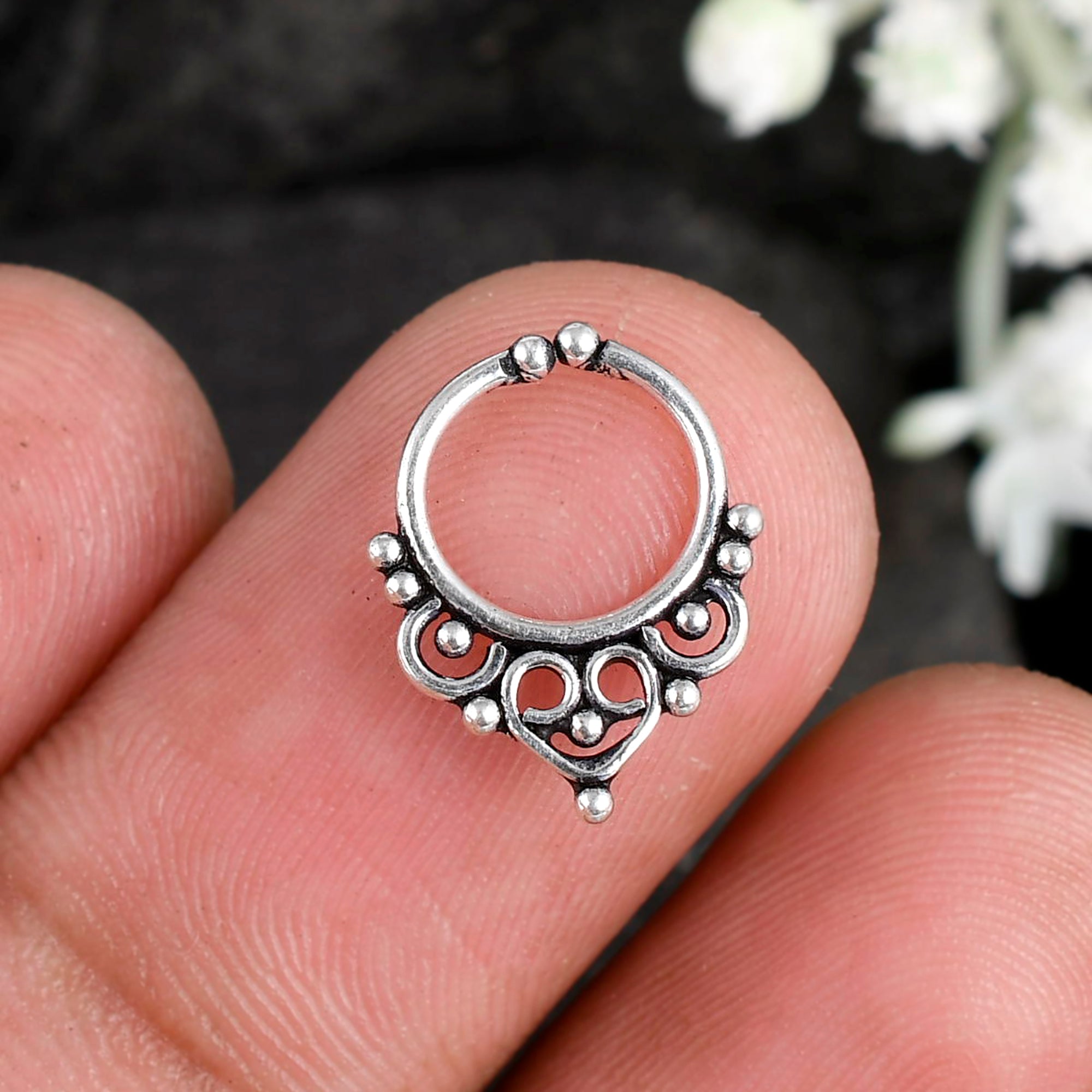 Buy Silver Septum Ring, Indian Septum Ring, Tribal Septum Ring, Septum  Piercing, Septum Jewelry Online in India - Etsy
